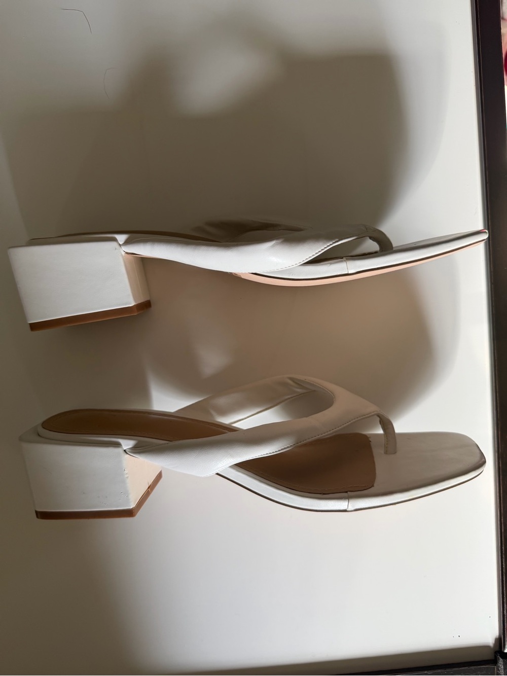 JustFab Aya White Square-Toe Thong Mules - Picture 6 of 7